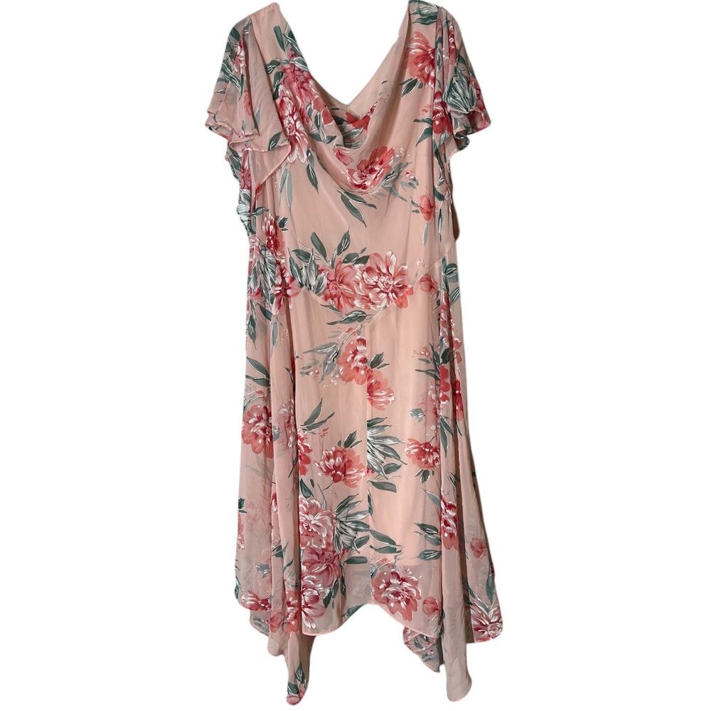 Signature by Robbie Bee Asymmetrical Floral Dress14W Fairy Whimsical Feminine